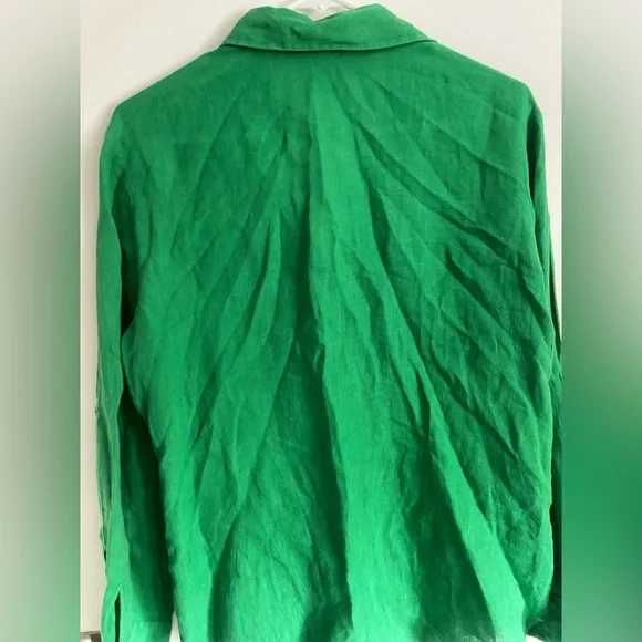 Zara Long Sleeve Button Down Green Blouse Woman’s Size Large - Picture 5 of 11